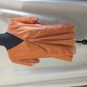 Liz Claiborne Orange Tie Front Short Sleeve Blouse